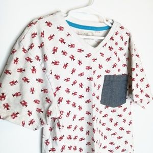Lobster Tee FREE PLANET Kids Unisex V-neck Pocket